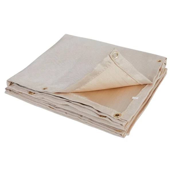 Zváračská deka 1900 x 2420 mm Ochranná deka na zváračov 537 ℃ Odolnosť voči teplu Tepelne ochranná tkanina Tepelne izolačná rohož z uhlíkových vlákien Protipožiarna deka Ohňovzdorná podložka Protipožiarna rohož Protipožiarna rohož Zlatá – Obrázok 2