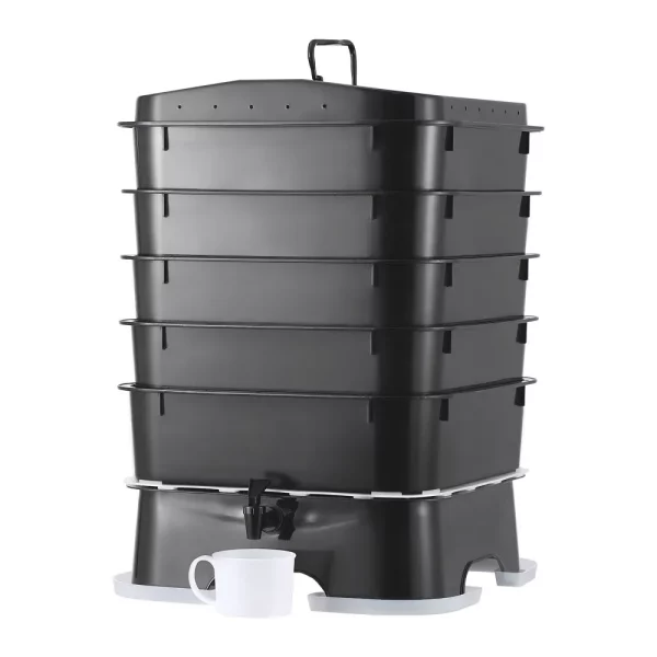 Rapid Composter 18-50L záhradný kompostér 400x400x650mm termo kompostér HDPE plastový kompostér vrátane 5 tácok a zbernej nádoby kompostovacia nádoba kompostovanie redukcia domového odpadu