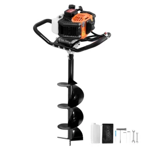43CC 1250W benzínový zemný vrták s 8-palcovými jadrovými vrtákmi, vykopávač jamiek na poľnohospodársku pôdu, záhradné rastliny, oranžová + čierna