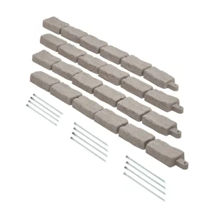 4-dielna sada lemov trávnika s kamenným vzhľadom, 1180x95x57 mm, realistické lemovanie kvetinového záhonu, flexibilný záhradný okraj v tehlovej veľkosti s kotviacimi hrotmi, okraj na príjazdové cesty, chodníky, béžová