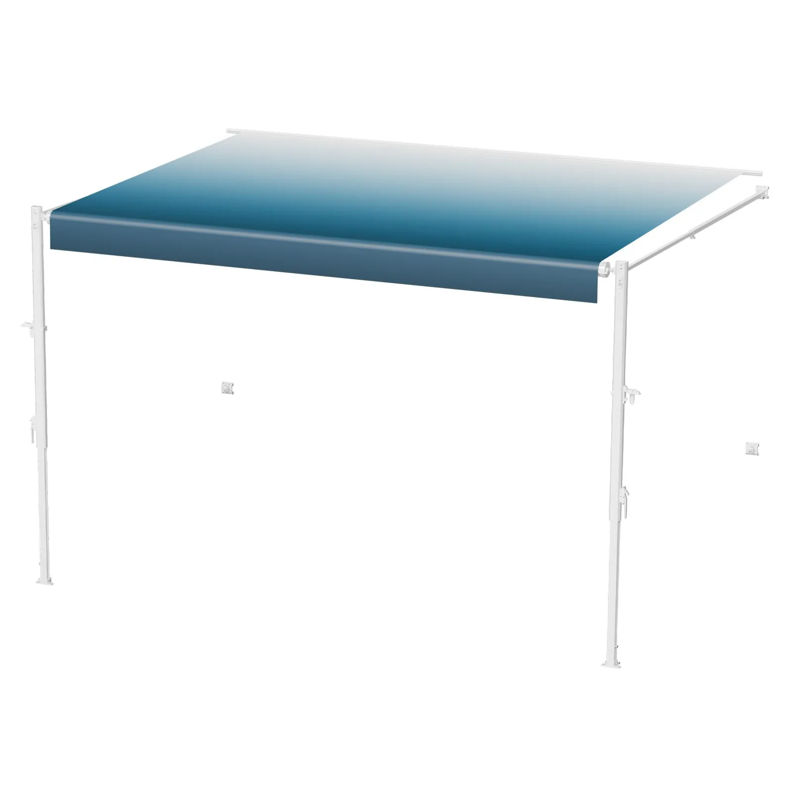 Markíza pre karavany. Univerzálna zaťahovacia markíza pre obytné vozidlá (457 cm), vodotesná markíza pre obytné vozidlá s rámom z hliníkovej zliatiny, vonkajšia markíza s bielym stojanom a modrými gradientnými látkami – Obrázok 3