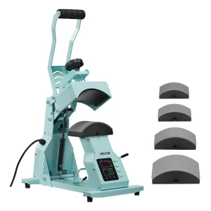 Lis na čiapky s 2 vymeniteľnými doskami (16 x 6,5 cm / 16 x 8 cm), Tepelný lis na čiapky s presnou reguláciou teploty a času, Tepelný lis na čiapky, čelenky a rúška