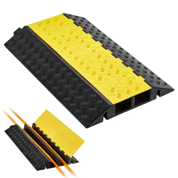 Chránič káblov  950 mm, 9979 kg, 2-kanálová (100 x 75 mm) gumená ochrana káblov, ochrana proti zakopnutiu, kryty podlahy, pre priestory s vysokým prahom, pre domácnosti, kancelárie, sklady, 1 kus – Obrázok 2