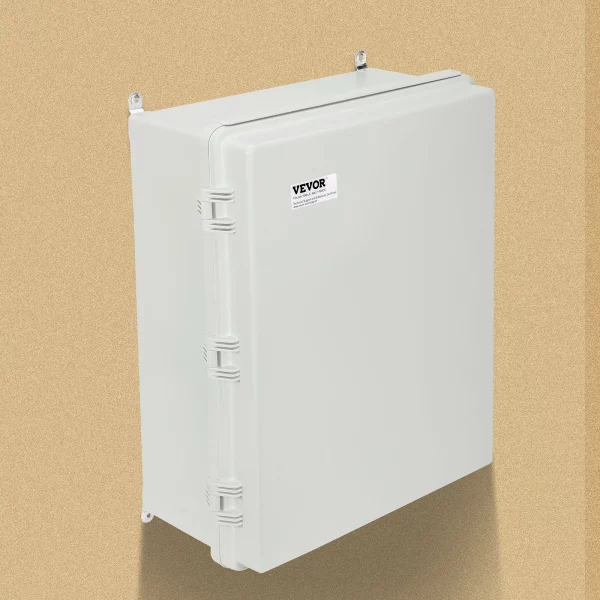 Vonkajšia elektrická rozvodná krabica, 35 x 25 x 15 cm, elektrická skrinka z ABS plastu s výklopným vekom, západka z nehrdzavejúcej ocele, IP67, prachotesná a vodotesná pre elektrické rozvody – Obrázok 3