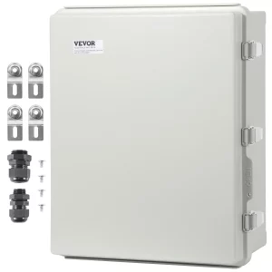 Vonkajšia elektrická rozvodná krabica, 35 x 25 x 15 cm, elektrická skrinka z ABS plastu s výklopným vekom, západka z nehrdzavejúcej ocele, IP67, prachotesná a vodotesná pre elektrické rozvody