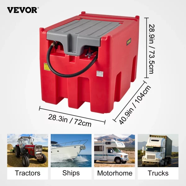 Prenosná naftová nádrž VEVOR 439,11 l, mobilný tankovací systém, červená, mobilná naftová čerpacia stanica, 140 W, naftová nádrž, 2600 ot./min., prepravná nádrž, 12 V – Obrázok 5