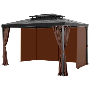 Záves na altánok 3440x3440x2130 mm, 4-panelové bočné závesy na zabezpečenie súkromia so zipsami, slnečné závesy ako náhrada za terasový prístrešok, IBA závesy, hnedý