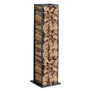 Stojan na drevo, 330 x 320 x 1120 mm, vnútorný stojan na drevo, nosnosť 45,4 kg, vysoký stojan na drevo, oceľový stojan na drevo s práškovou farbou, do krbu, ohnisko