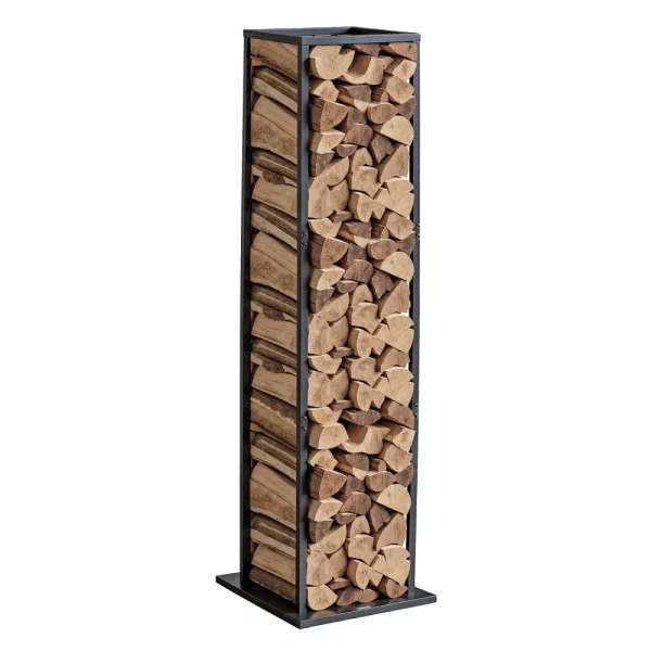 Stojan na drevo, 330 x 320 x 1120 mm, vnútorný stojan na drevo, nosnosť 45,4 kg, vysoký stojan na drevo, oceľový stojan na drevo s práškovou farbou, do krbu, ohnisko