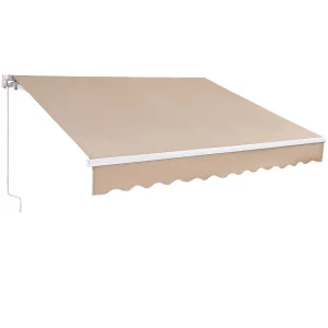 Markíza na balkón 2,4 x 2,1 m s kĺbovým ramenom, nastaviteľná výška od 2,4 do 3,7 m, markíza s upínacími svorkami, zasúvacia, oceľová, hliníková, 280G, obojstranná PU povrchová úprava, slnečná markíza na balkón a terasu