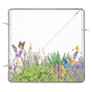 Záhradná brána, 183x178 cm, nastaviteľný pletivový plot, vhodný pre otvory záhradnej brány 91,44x121,92 cm, brána na farmy, stĺpiky nie sú súčasťou balenia