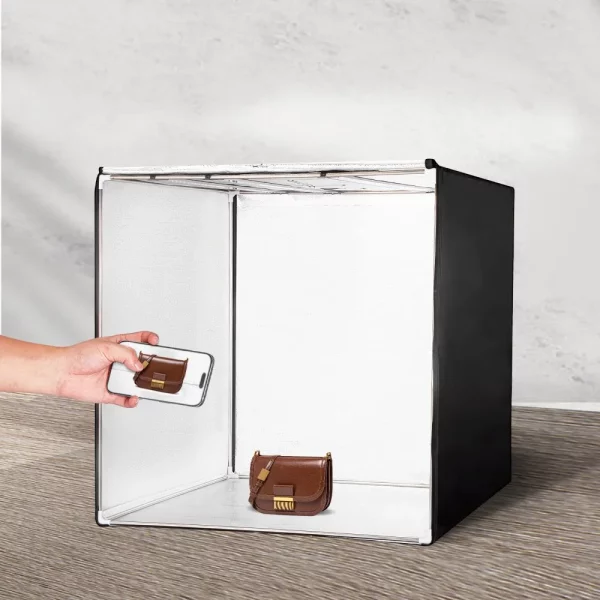 Svetelný box pre fotoštúdiá, profesionálny stan na fotenie s rozmermi 39 x 39 palcov, 5600K, 210 LED svetlami, 5 kulisami, napájacím zdrojom, mäkkou svetelnou látkou, rohovými dielmi, vysokým CRI ≥ 95 pre produktovú fotografiu – Obrázok 5