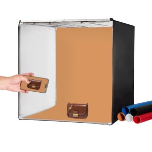 Svetelný box pre fotoštúdiá, profesionálny stan na fotenie s rozmermi 39 x 39 palcov, 5600K, 210 LED svetlami, 5 kulisami, napájacím zdrojom, mäkkou svetelnou látkou, rohovými dielmi, vysokým CRI ≥ 95 pre produktovú fotografiu