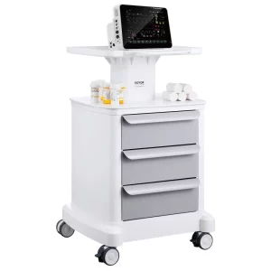 Laboratórny vozík  so 4 úrovňami, laboratórny vozík s 3 zásuvkami a 1 hornou policou, mobilný zdravotnícky vozík vyrobený z ABS materiálu, laboratórny vozík na kolieskach so 4 tichými kolieskami pre laboratórium, kliniku, nemocnicu, salón, biely