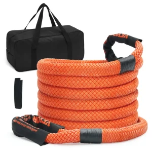 Ťažné lano 25 mm x 6 m 17237 kg, ťažný popruh do terénu s vysokou nosnosťou, extrémne odolný ťažný popruh s 30 % elastickou energiou pre Jeep, osobné autá, nákladné autá, štvorkolky, UTV, SUV, traktory