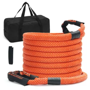 Ťažné lano 25 mm x 9 m 17237 kg, ťažný popruh do terénu s vysokou nosnosťou, extrémne odolný ťažný popruh s 30% elasticitou pre Jeep, osobné automobily, nákladné autá, štvorkolky, UTV, SUV, traktory