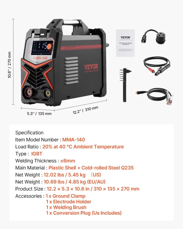 Zváračka TIG, 4-v-1 zváračka (veľký LED displej) - DC Pulzná TIG/DC Pulzná MMA/Lift TIG/MMA (obalená), elektrická zváračka so synergickým riadením, IGBT invertor, horúci štart – Obrázok 6