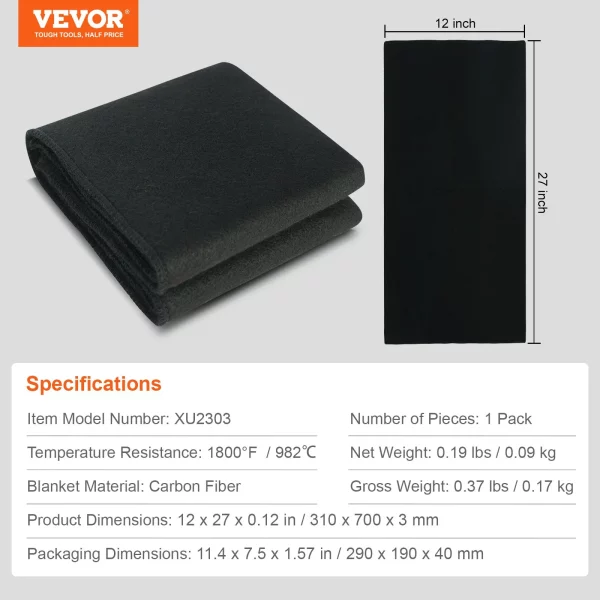 Zváračská deka 310 x 700 x 3 mm Ochranná deka pri zváraní 982 ℃ Tepelne odolná Tepelne ochranná tkanina Tepelne izolačná rohož z uhlíkových vlákien Protipožiarna deka Ohňovzdorná podložka Protipožiarna rohož Protipožiarna rohož Čierna – Obrázok 5