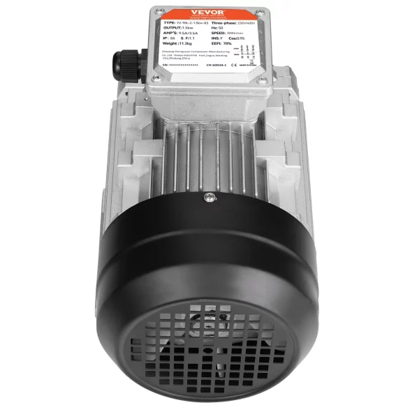 Elektromotor 1,5 kW 3000 ot./min., AC 230 V/400 V, 9,5 A/3,5 A, 90 l, rám B3, 3-fázový motor vzduchového kompresora, drážkovaný hriadeľ 24 mm, otáčanie vpred/vzad pre poľnohospodárske stroje a všeobecné zariadenia – Obrázok 2