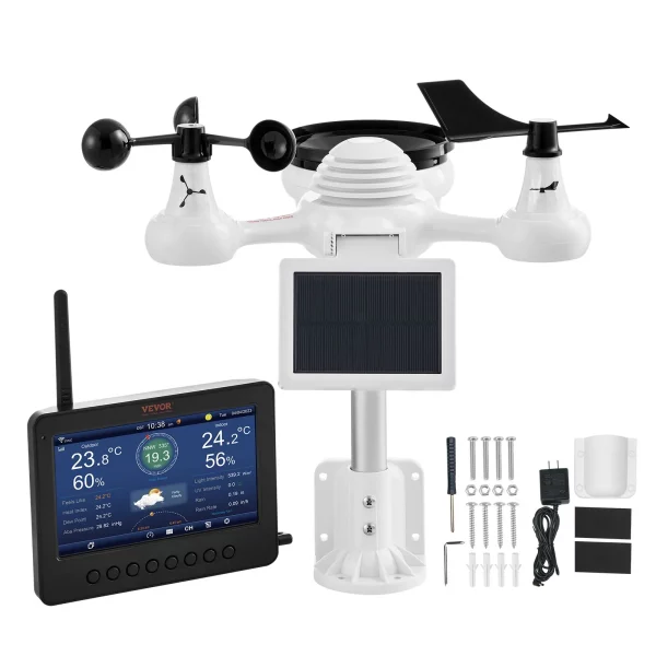 Meteorologická stanica  7 v 1 s WiFi, 186 mm (7 palcov), TFT displej, bezdrôtový vonkajší senzor, IPX6 – Obrázok 3