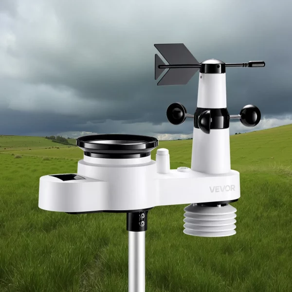 Meteorologická stanica  5 v 1 s WiFi, 7,5-palcový VA displej, solárny vonkajší senzor, meteorologické centrum pre predpoveď počasia, rýchlosť vetra, smer vetra, teplotu, vlhkosť, zrážky – Obrázok 5