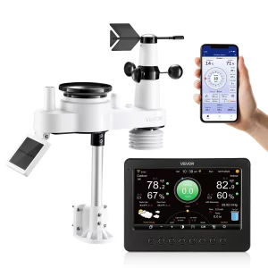 Meteorologická stanica  7 v 1 s WiFi, 7-palcový TFT displej, solárny vonkajší senzor, meteorologické centrum pre predpoveď počasia, rýchlosť vetra, smer vetra, teplotu, vlhkosť, zrážky