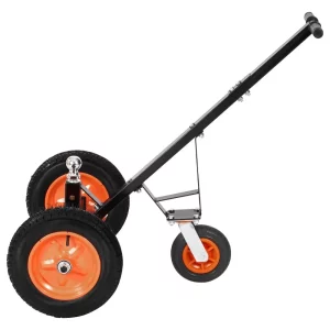 Podvozok na príves, nosnosť oka 544 kg, nastaviteľná výška 460 a 560 mm, guľa 50,8 mm, pneumatiky 386 mm, uhlíková oceľ, na prepravu obytných prívesov