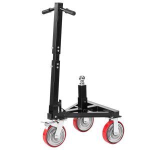 Podvozok na príves, zaťaženie jazdy 1587 kg, výška 460 a 560 mm, guľa 50,8 mm, otočné kolesá 20,32 cm, nastaviteľná dĺžka rukoväte, na premiestňovanie obytných prívesov a lodí
