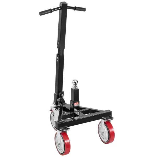 Podvozok na príves, zaťaženie jazdy 1587 kg, výška 460 a 560 mm, guľa 50,8 mm, otočné kolesá 20,32 cm, nastaviteľná dĺžka rukoväte, na premiestňovanie obytných prívesov a lodí – Obrázok 2