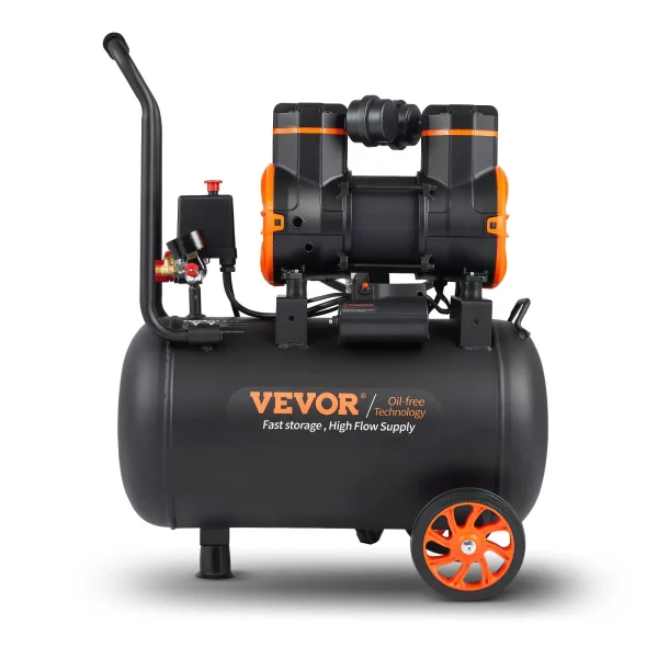 Vzduchový kompresor s objemom 9,3 galóna, 2,5 HP, 2,2 CFM pri tlaku 90 PSI, bezolejová nádrž vzduchového kompresora a maximálny tlak 116 PSI, ultra tichý kompresor 70 dB na opravy automobilov, hustenie pneumatík, striekanie farieb, pribíjanie klincov do dreva – Obrázok 4
