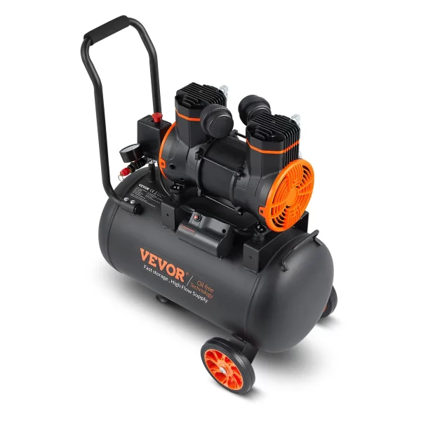 Vzduchový kompresor s objemom 9,3 galóna, 2,5 HP, 2,2 CFM pri tlaku 90 PSI, bezolejová nádrž vzduchového kompresora a maximálny tlak 116 PSI, ultra tichý kompresor 70 dB na opravy automobilov, hustenie pneumatík, striekanie farieb, pribíjanie klincov do dreva – Obrázok 3