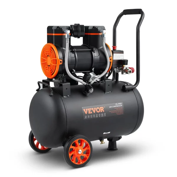 Vzduchový kompresor s objemom 9,3 galóna, 2,5 HP, 2,2 CFM pri tlaku 90 PSI, bezolejová nádrž vzduchového kompresora a maximálny tlak 116 PSI, ultra tichý kompresor 70 dB na opravy automobilov, hustenie pneumatík, striekanie farieb, pribíjanie klincov do dreva – Obrázok 2