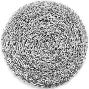 Odolná špirálová reťaz, 3/16" x 250", bezpečné pracovné zaťaženie 1100 libier, pozinkovaná, testovaná špirálová reťaz s dvoma rýchlymi článkami, pozinkovaná reťaz z uhlíkovej ocele na ťahanie, zavesenie, kempovanie a ťahanie domácich zvierat