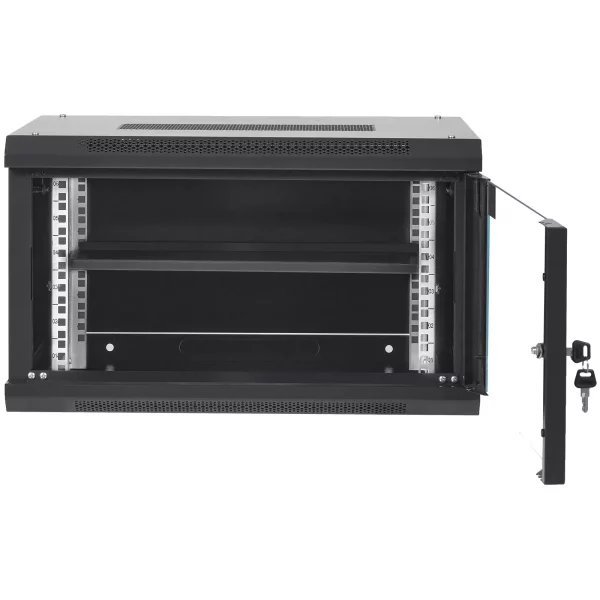 Nástenná sieťová serverová skriňa 6U, hĺbka 39 cm, racková skriňa pre servery, max. 90,72 kg, nosnosť pri montáži na podlahu, s uzamykateľnými bočnými panelmi so sklenenými dverami, pre IT zariadenia, A/V zariadenia – Obrázok 2