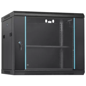 Nástenná skriňa pre sieťový server 9U, 60x45x50cm, hĺbka dverí 393,7 cm, zámok