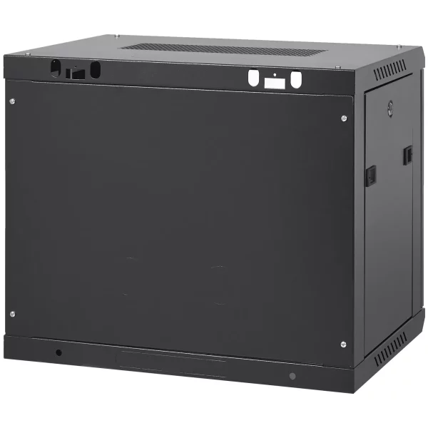 Nástenná skriňa pre sieťový server 9U, 60x45x50cm, hĺbka dverí 393,7 cm, zámok – Obrázok 2