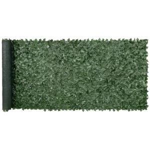 Plot z brečtanu na ochranu súkromia, 1500 x 4010 mm, Zástena na ochranu súkromia, Plot z brečtanu so sieťovinou a vystuženým spojom, Umelý živý plot s listami viniča ako dekorácia do záhrady, dvora, balkóna
