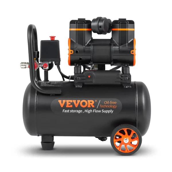 Vzduchový kompresor s objemom 4,8 galóna, 1,2 HP, 2,2 CFM pri tlaku 90 PSI, bezolejová nádrž vzduchového kompresora a maximálny tlak 116 PSI, ultra tichý kompresor 70 dB na opravy automobilov, hustenie pneumatík, striekanie farieb, pribíjanie klincov do dreva – Obrázok 4
