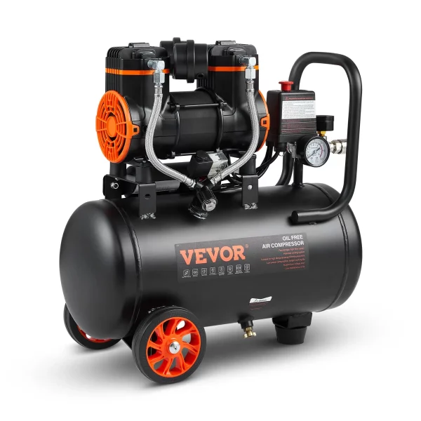 Vzduchový kompresor s objemom 4,8 galóna, 1,2 HP, 2,2 CFM pri tlaku 90 PSI, bezolejová nádrž vzduchového kompresora a maximálny tlak 116 PSI, ultra tichý kompresor 70 dB na opravy automobilov, hustenie pneumatík, striekanie farieb, pribíjanie klincov do dreva – Obrázok 2