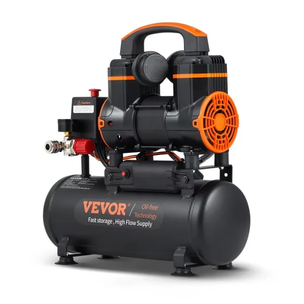 Vzduchový kompresor s objemom 2,1 galóna, 1,2 HP, 2,2 CFM pri tlaku 90 PSI, bezolejová nádrž vzduchového kompresora a maximálny tlak 116 PSI, ultratichý kompresor 70 dB na opravy automobilov, hustenie pneumatík, striekanie farieb, pribíjanie klincov do dreva – Obrázok 7