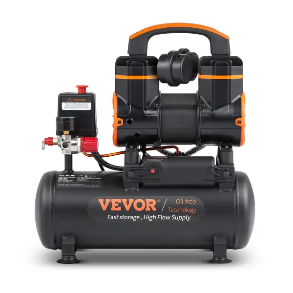 Vzduchový kompresor s objemom 2,1 galóna, 1,2 HP, 2,2 CFM pri tlaku 90 PSI, bezolejová nádrž vzduchového kompresora a maximálny tlak 116 PSI, ultratichý kompresor 70 dB na opravy automobilov, hustenie pneumatík, striekanie farieb, pribíjanie klincov do dreva – Obrázok 4