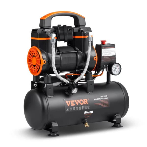 Vzduchový kompresor s objemom 2,1 galóna, 1,2 HP, 2,2 CFM pri tlaku 90 PSI, bezolejová nádrž vzduchového kompresora a maximálny tlak 116 PSI, ultratichý kompresor 70 dB na opravy automobilov, hustenie pneumatík, striekanie farieb, pribíjanie klincov do dreva – Obrázok 2