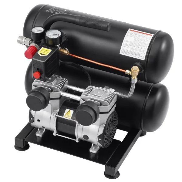 Vzduchový kompresor, oceľová nádrž s objemom 4,6 galóna, bezolejový vzduchový kompresor 1 HP 2,0 CFM pri tlaku 90 PSI a maximálny tlak 120 PSI, ultra tichý prenosný kompresor 80 dB, na opravy áut, hustenie pneumatík, striekanie farieb – Obrázok 3