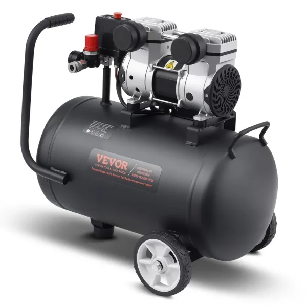 Vzduchový kompresor, 8-galónová oceľová nádrž, 1 HP, 2,2 CFM pri 90 PSI, bezolejový vzduchový kompresor a maximálny tlak 120 PSI, ultratichý prenosný kompresor 80 dB, na opravy automobilov, hustenie pneumatík, striekanie farieb – Obrázok 7