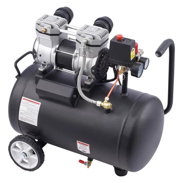 Vzduchový kompresor, 8-galónová oceľová nádrž, 1 HP, 2,2 CFM pri 90 PSI, bezolejový vzduchový kompresor a maximálny tlak 120 PSI, ultratichý prenosný kompresor 80 dB, na opravy automobilov, hustenie pneumatík, striekanie farieb – Obrázok 4