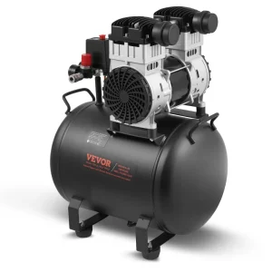 Vzduchový kompresor, 10-galónová oceľová nádrž, 2 HP 5,3 CFM pri 90 PSI bezolejový vzduchový kompresor a max. tlak 125 PSI, ultra tichý prenosný kompresor 78 dB, na opravy áut, hustenie pneumatík, striekanie farieb