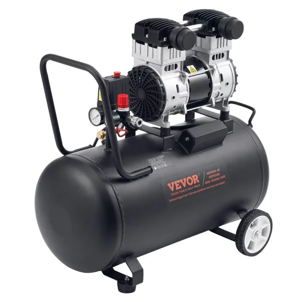 Vzduchový kompresor, oceľová nádrž s objemom 15 galónov, bezolejový vzduchový kompresor s výkonom 2 HP a tlakom 5,3 CFM pri tlaku 90 PSI a maximálnym tlakom 125 PSI, ultra tichý prenosný kompresor s hlučnosťou 78 dB, na opravy áut, hustenie pneumatík a striekanie farieb. – Obrázok 5