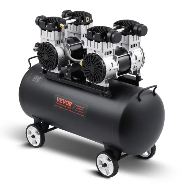 Vzduchový kompresor, 20-galónová oceľová nádrž, 4 HP, 14,6 CFM pri 90 PSI, bezolejový vzduchový kompresor a maximálny tlak 125 PSI, ultra tichý prenosný kompresor 78 dB, na opravy automobilov, hustenie pneumatík, striekanie farieb – Obrázok 7