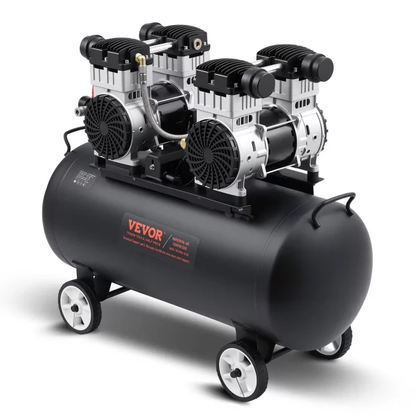 Vzduchový kompresor, 20-galónová oceľová nádrž, 4 HP, 14,6 CFM pri 90 PSI, bezolejový vzduchový kompresor a maximálny tlak 125 PSI, ultra tichý prenosný kompresor 78 dB, na opravy automobilov, hustenie pneumatík, striekanie farieb – Obrázok 4