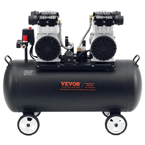 Vzduchový kompresor, 20-galónová oceľová nádrž, 4 HP, 14,6 CFM pri 90 PSI, bezolejový vzduchový kompresor a maximálny tlak 125 PSI, ultra tichý prenosný kompresor 78 dB, na opravy automobilov, hustenie pneumatík, striekanie farieb – Obrázok 3